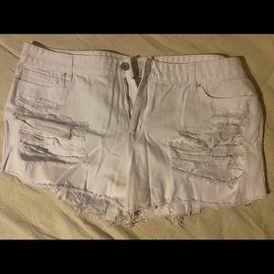 White denim distressed shorts from Forever 21